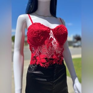 Charlotte Russe Red Lace Crop Top 👚